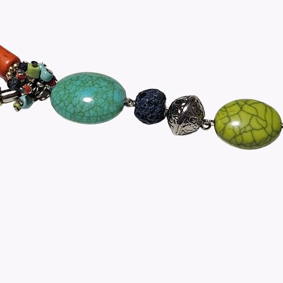 Artisan Boho Multi Gemstone Bead Pendant Statement Necklace Fashion Jewelry - Picture 6 of 11